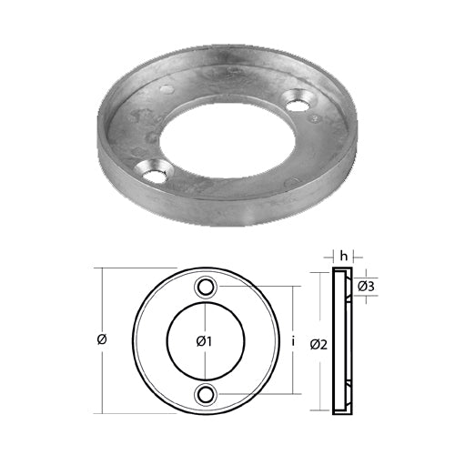 Anodo Collare V15 - per Volvo Penta AQ 80 - 100 - 100B - 100S - Alluminio